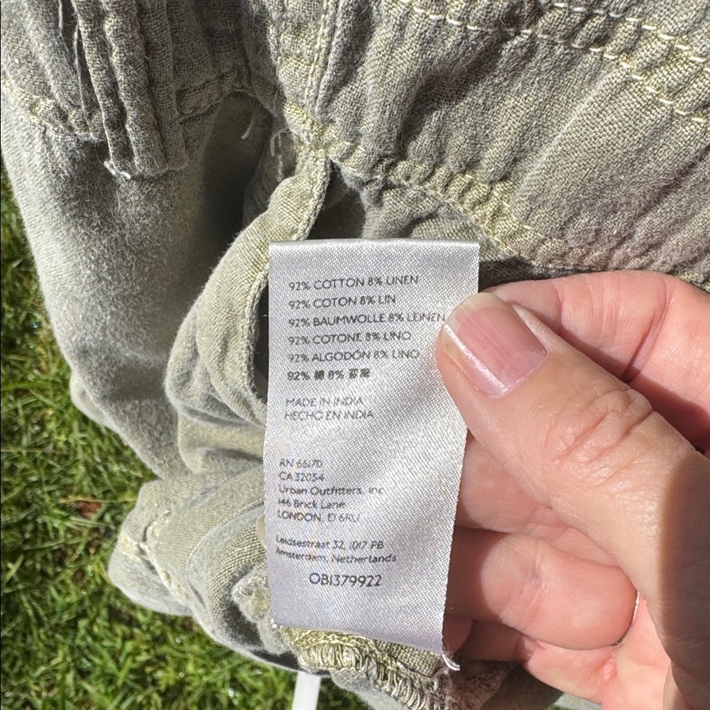 Free People Beyond Horizons Harem Shortall Romper Khaki Utilly Linen blend Small - Picture 8 of 8